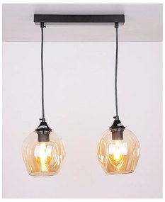 Черна висяща лампа със стъклен абажур 14x48 cm Aspa - Candellux Lighting