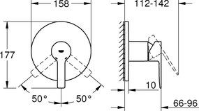 Външни части на смесител за душ Grohe Lineare New-16,3 x 19,3-Сребърен Mat