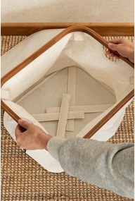 Кремава текстилна кутия за съхранение с капак 40,5x33x30 cm Bamboo/Linen – Bigso