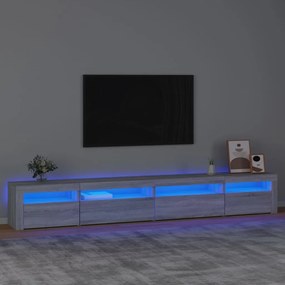 3152752 vidaXL ТВ шкаф с LED осветление, сив сонома, 270x35x40 см