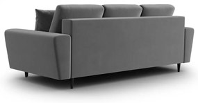 Светлосив кадифен разтегателен диван с място за съхранение 235 cm Kyoto – Cosmopolitan Design