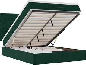 3314399 vidaXL Османска легло с матраци и LED, тъмнозелено, 140x200 см, кадифе