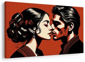 Картина на платно – Страстна целувка на червено