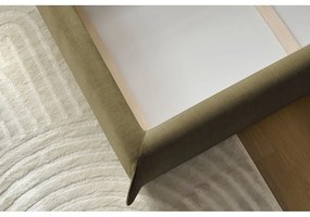 Тъмнозелено тапицирано двойно легло с място за съхранение с решетка 180x200 cm Clothilde - Bobochic Paris