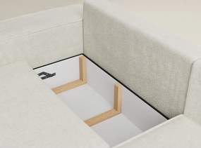 Кремав шенилов сгъваем/с място за съхранение ъглов диван (десен ъгъл/L форма) Tonga – Maison de Rêve