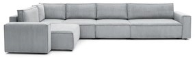 Светлосив ъглов диван от велур, ляв ъгъл Nihad modular – Bobochic Paris