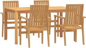 3157915 vidaXL Градински трапезен комплект, 5 части, тиково дърво масив