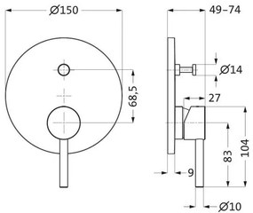 Външни части на кран за баня Herzbach Deep