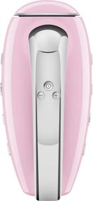 Ръчен миксер SMEG 50's Style HMF01PKEU, 250W, 9 скорости, Турбо, Скрит LED дисплей, Таймер, Аксесоари, Розов