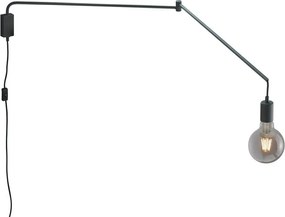 Матово черно стенна лампа с огъваща се структура за контакт Line – Trio