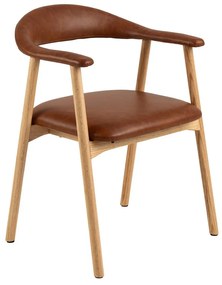 Кафяв коняк/естествени трапезни столове в комплект 2 бр. от имитация на кожа Addi – Actona