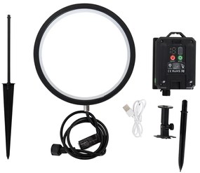 Шпикова лампа черна 50 см с акумулаторна и слънчева LED IP65 - Adalind