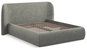 Сиво двойно тапицирано легло с място за съхранение и включена подматрачна рамка 140x200 cm Hauke – Makamii