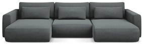 Тъмносив разтегателен ъглов диван с място за съхранение (U форма) Kapua – Makamii
