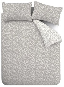 Сиво двойно фланелено спално бельо 200x200 cm Grace Floral Leaf – Catherine Lansfield