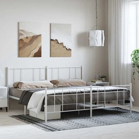 352552 vidaXL Метална рамка за легло с горна и долна табла, бяла, 183x213 см