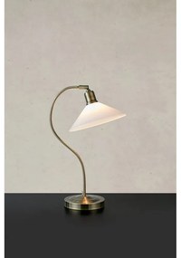 Настолна лампа със стъклен абажур в бял и месингов цвят (височина 49 cm) Vela – Markslöjd