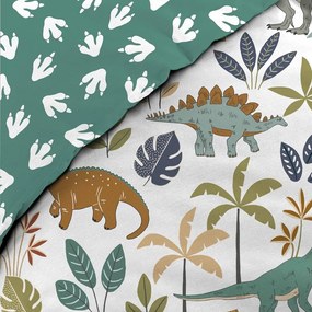 Бяло/зелено единично памучно детско спално бельо 140x200 cm Dina – douceur d'intérieur