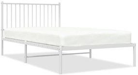 350927 vidaXL Метална рамка за легло с горна табла, бяла, 107x203 см
