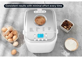 Хлебопекарна Crown CBM-6511, 600W, 1l, 19 програми, Таймер, LCD дисплей, Памет, Бял