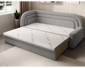 Сив сгъваем/с място за съхранение диван от прежда с примки от букле ляв ъгъл 223 cm Fabillo – ELTAP