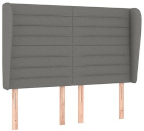3118095 vidaXL Горна табла за легло с уши, тъмносива,147x 23x118/128 см, плат
