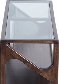 Конзолна маса със стъклен плот в тъмно естествен цвят 41x119 cm Yuki – Light &amp; Living