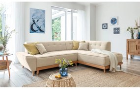 Бежов ъглов разтегателен диван десен ъгъл Dazzling Daisy - Miuform
