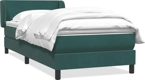 3317346 vidaXL Боксспринг легло с матрак, тъмнозелено, 90x210 см, кадифе
