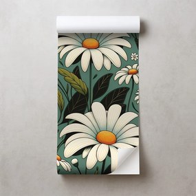 Самозалепващ тапет – Ретро маргаритки с листа