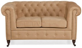 Диван Chesterfield в бежово кадифе, двуместен 150х86х80 см