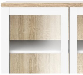 Витрина от дъбов декор в бял и естествен цвят 89x203x36 cm Roomers – Tvilum