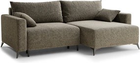 Кафяв шенилов сгъваем/с място за съхранение ъглов диван (десен ъгъл) Leon – Maison de Rêve