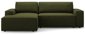 Тъмнозелен разтегателен ъглов диван от букле (ляв ъгъл) Jodie – Micadoni Home