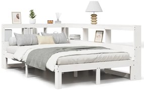 3324386 vidaXL Легло с етажерка за книги, без матрак, 120x200 см, бор масив