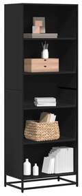 3300850 vidaXL Библиотека, черна, 60x35x170,5 см, инженерно дърво