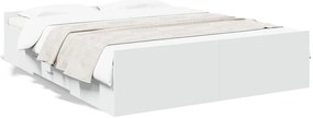 3280286 vidaXL Рамка за легло, с чекмеджета, без матрак, бяла, 150x200 см