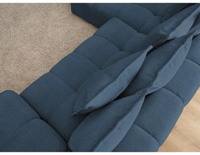 Тъмносин шенилов сгъваем/с място за съхранение ъглов диван (ляв ъгъл) Everest – Bobochic Paris