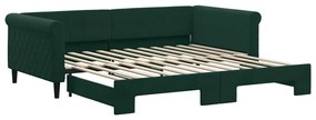 3197780 vidaXL Канапе с изтеглящо легло тъмнозелено 100x200 см кадифе