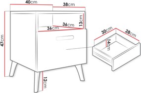 Нощно шкафче Picru 1SZ-Кашмир