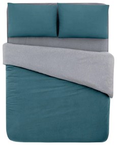 Памучно спално бельо за единично легло/разширено с чаршаф в петролено/сиво 160x220 cm - Mila Home