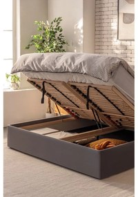 Сиво тапицирано двойно легло с място за съхранение и матрак с решетка 180x200 cm Thessa Bold - Bonami Selection