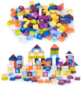 Дървен образователен комплект за деца - 108 цветни части