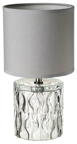 Светлосива стъклена настолна лампа с текстилен абажур (височина 29 см) - Casa Selección