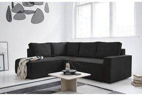 Антрацитен разтегателен ъглов диван от рипсено кадифе (ляв ъгъл) Brave Dave – Miuform