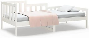 820732 vidaXL Дневно легло без матрак, бял, 90x190 см, борово дърво масив