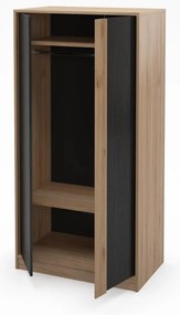 Черно-естествен гардероб от декор от дъб 90x180x53 cm Dennis – Marckeric