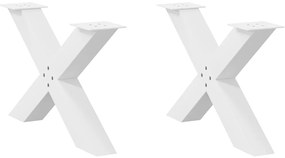 4012965 vidaXL Крака за масичка за кафе, X-образни, 2 бр., бели, 70 x (42-43) см, стомана