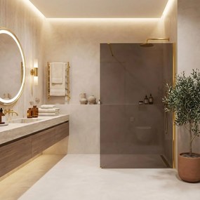 Параван за душ Rea Flexi Brown / Gold 100