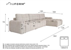 Светлокафяв разтегателен модулен ъглов диван с място за съхранение (десен ъгъл) Lulu – Miuform